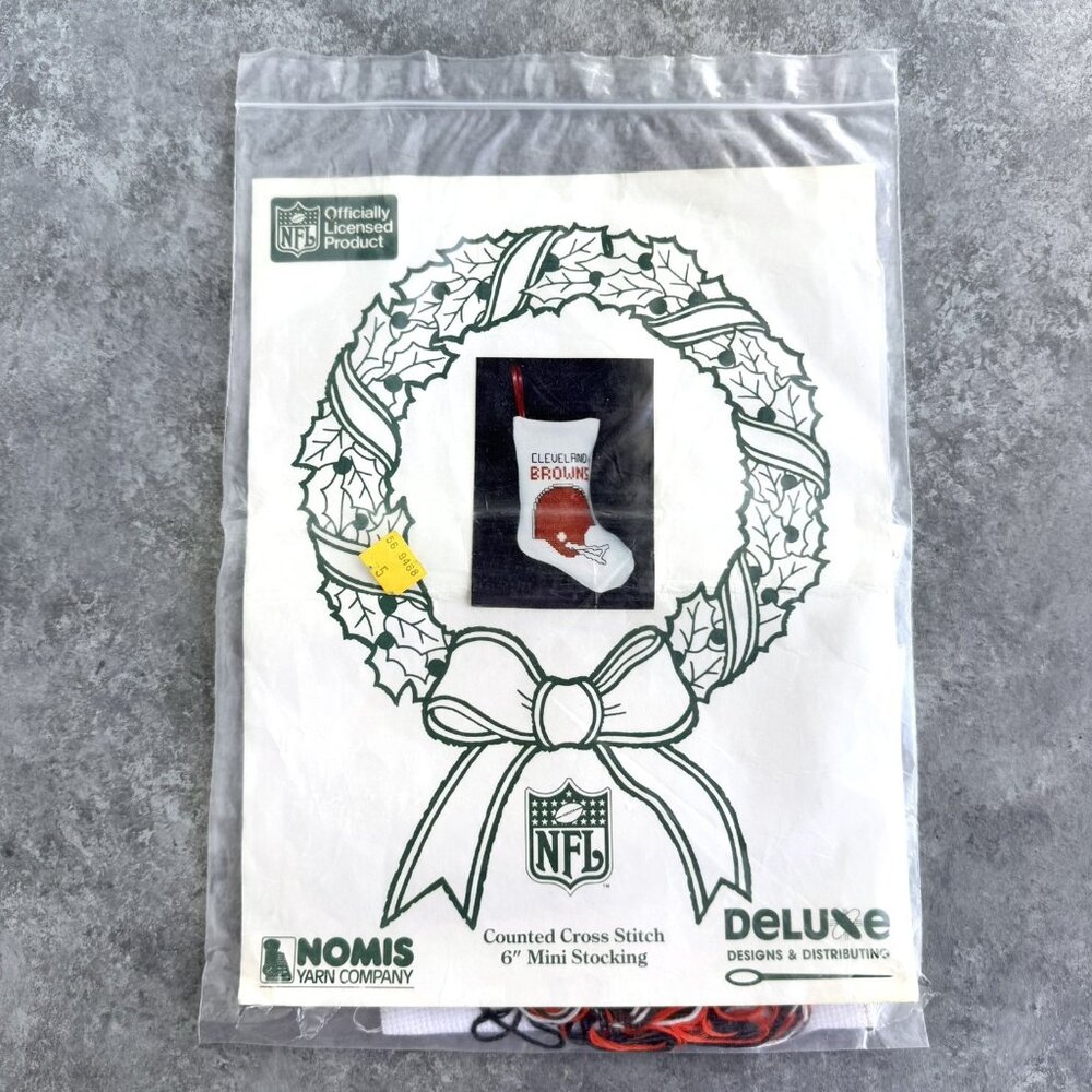 Nomis Yarn Company NFL Cleveland Browns Cross Stitch 6” Mini Stocking